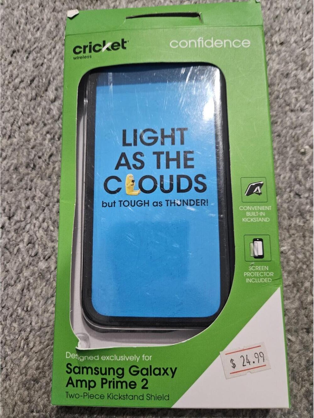 Phone Case For Samsung Galaxy Amp Prime 2 Cricket Brand Black With Kickstand